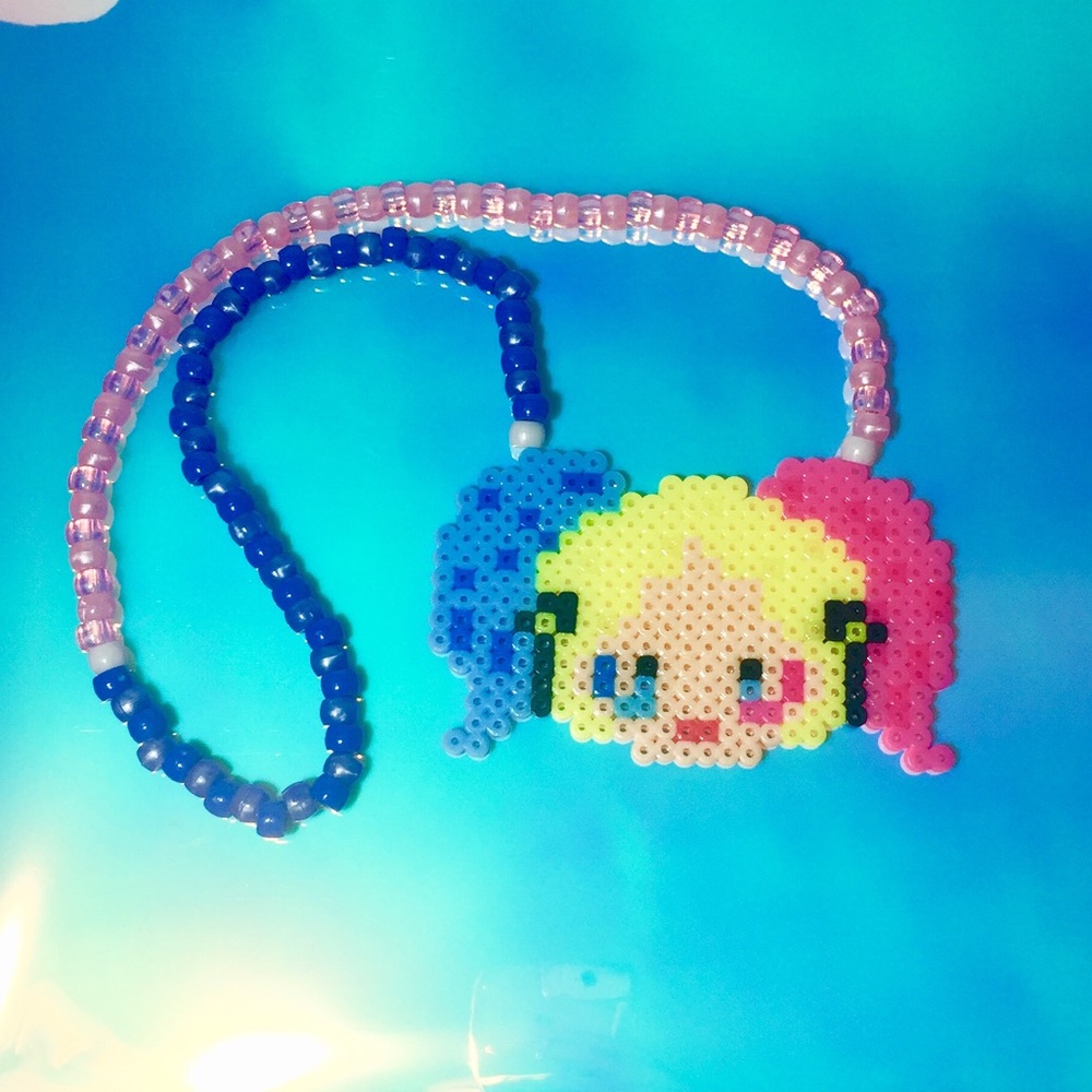 Rave Kandi Necklace Harley Quinn Hama/Perler Beads